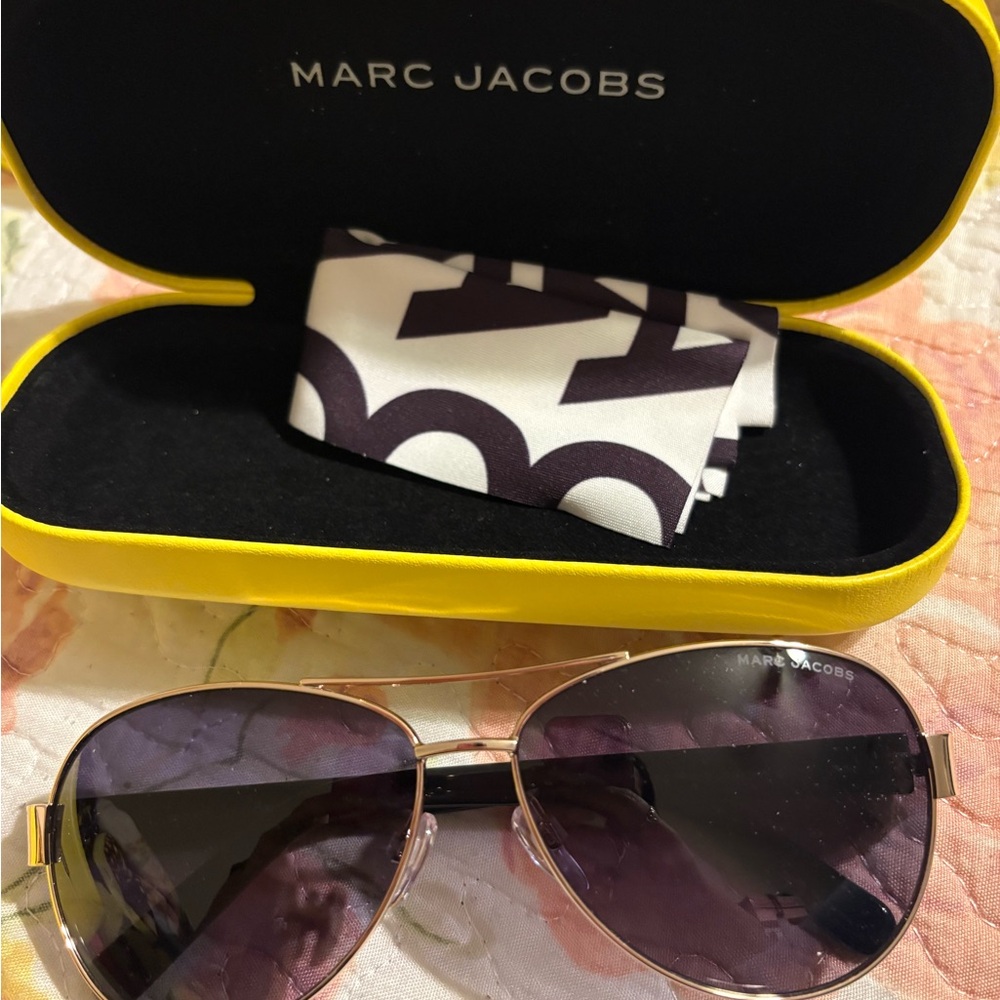 Marc Jacobs Gold Frame Sunglasses with Black Lenses